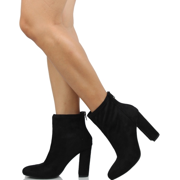 Size 9 Taupe Faux Suede High Top Block Heel Ankle - Picture 6 of 7